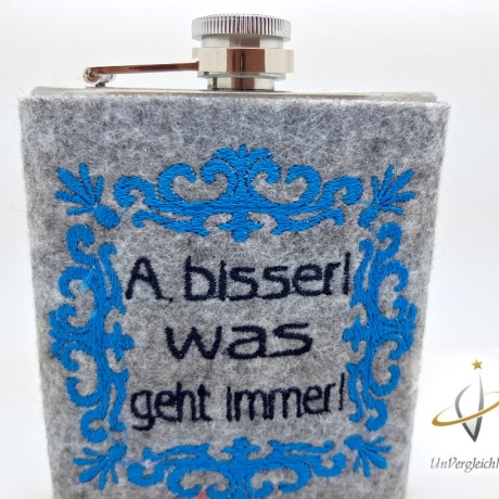 Flachmannhülle * A bisserl was * Hülle Flachmann Filz Jäger