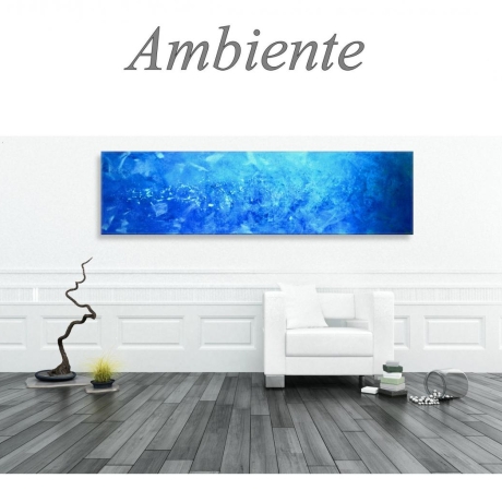 MK1 Art Bild Leinwand Abstrakt Kunst Malerei Acrylbild Blau XXL