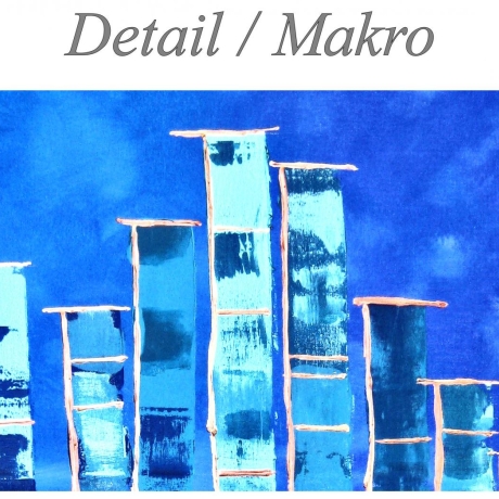MK1 Art Bild Leinwand Abstrakt Kunst Malerei Acrylbild blau grau