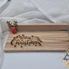Weihnachtsgruss, Frohe Weihnachten, X-Mas mit Figur, Holz hell