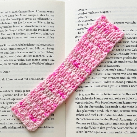 Lesezeichen Rosa Pink Rot verschiedene Formen handgestrickt 