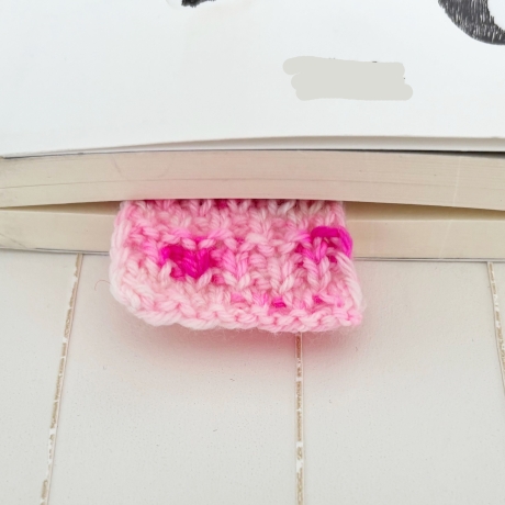 Lesezeichen Rosa Pink Rot verschiedene Formen handgestrickt 