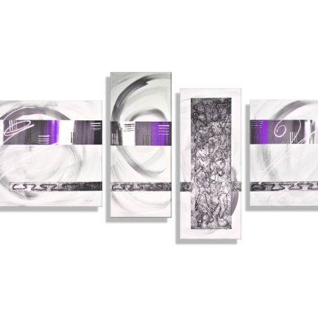 MK1 Art Bild Leinwand Abstrakt Kunst Malerei Acrylbild lila grau