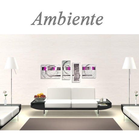 MK1 Art Bild Leinwand Abstrakt Kunst Malerei Acrylbild pink grau