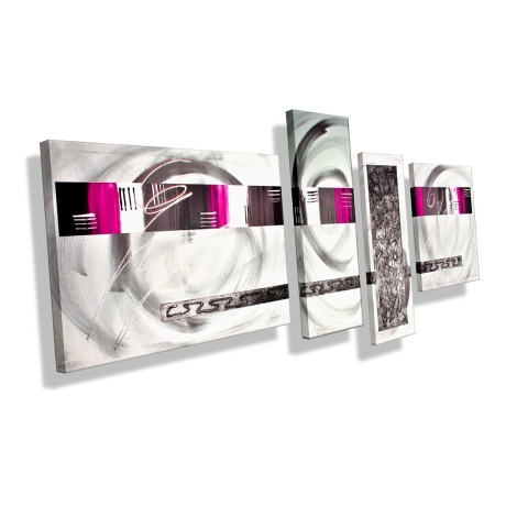 MK1 Art Bild Leinwand Abstrakt Kunst Malerei Acrylbild pink grau