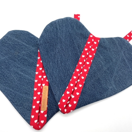 Herz Topflappen Set, Topflappen, recycelt