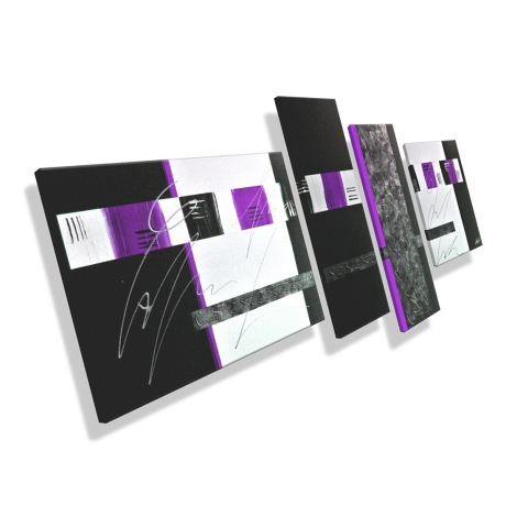 MK1 Art Bild Leinwand Abstrakt Kunst Malerei Acrylbild lila