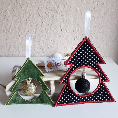 Kugelhalter Tanne 5x ITH Rahmen für Weihnachtsdeko Stickdatei