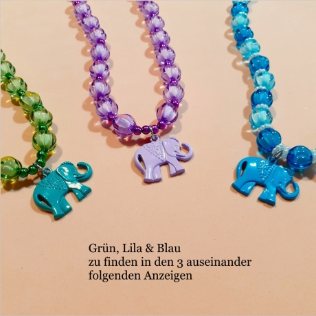 Kinder-Schmuck-Set Kette & Armband Elefant Blau Perlenschmuck 