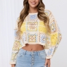 Boho Crop Häkel Spitze Top Bohemian Cut out Bluse Stickerei S-L