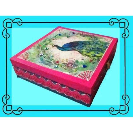 Holzschatulle Schmuckschatulle Punktmalerei Decoupage Kristalle