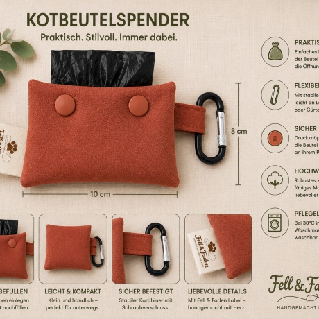 Hundekotbeutelspender aus Stoff – Handgemacht Terracotta