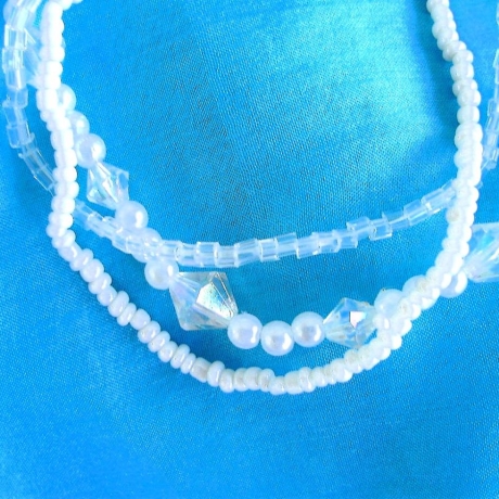 Perlenarmband-Set♥3-teilig♥Weiss-Transparent♥von Hobbyhaus