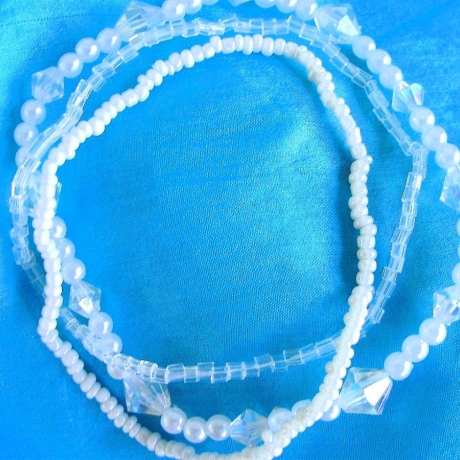 Perlenarmband-Set♥3-teilig♥Weiss-Transparent♥von Hobbyhaus