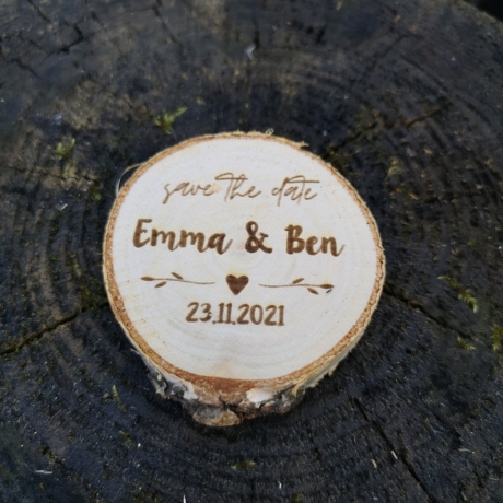 Magnet Astscheibe Holz Set | Save The Date | Hochzeit Einladung