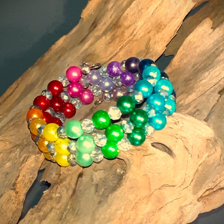 Perlen-Armreifen „Ein Regenbogen aus Perlen“ Mode-Schmuck Armband