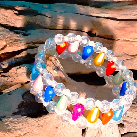 Kinder-Armband Regenbogen Handarbeit Kinder-Schmuck elastisch