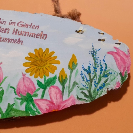 Gartenschild - Bin im Garten mit den Hummeln bummeln - Türschild