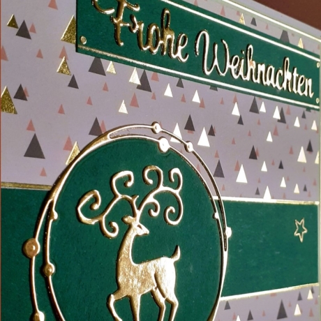 Weihnachtskarte frohe Weihnachten Festtag-Karte Grün & Gold 15 cm