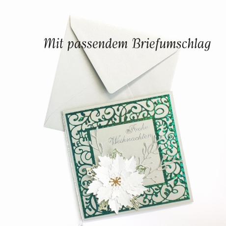 Weihnachtskarte frohe Weihnachten Festtag-Karte Silber & Grün