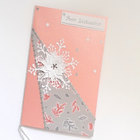Weihnachtskarte frohe Weihnachten Festtag-Karte Rosa & silbern