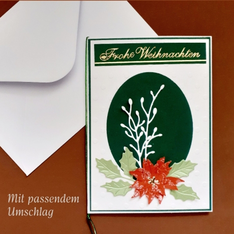 Weihnachtskarte frohe Weihnachten Festtag-Karte Weiß-Grün Oval
