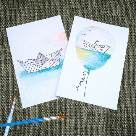Geburtstagskarten/Grußkarten/Glückwunschkarte/handgemalt Aquarell
