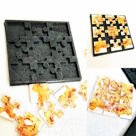 Silikonform 9er Puzzle Form 10cmx10cmx4mm mit Puzzle Untersetzer