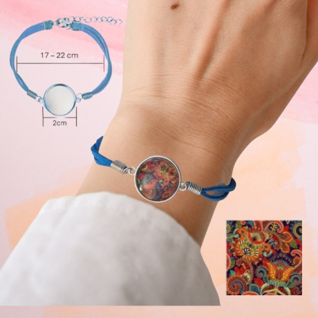 Elegantes Armband Blau Größenverstellbar mit Motivstein