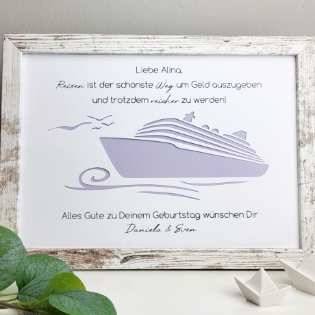 personalisiertes Geldgeschenk zum Geburtstag - Motiv Kreuzfahrt