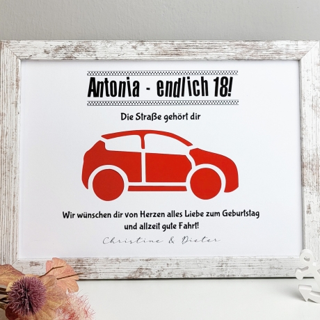 personalisiertes Geldgeschenk zum Geburtstag - Motiv Auto