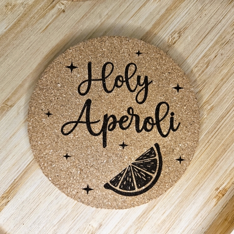 gravierter Korkuntersetzer Holy Aperoli