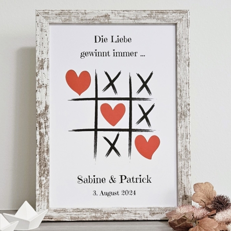 personalisiertes Geldgeschenk - Tic Tac Toe - zur Hochzeit