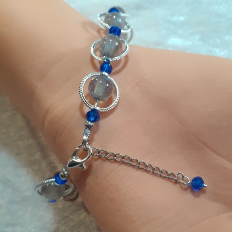 Mystisches Armband Schmuck Rauchgrau mit Blau Universum