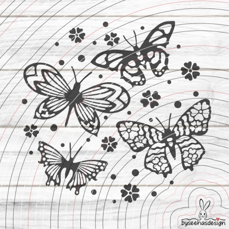 4 Deko Schmetterlinge Plotterdatei SVG DXF