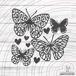 4 Schmetterlinge Plotterdatei SVG DXF 