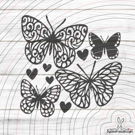 4 Schmetterlinge Plotterdatei SVG DXF 