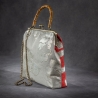 Handgemachte Tasche – Rot/Silber mit geometrischem Muster