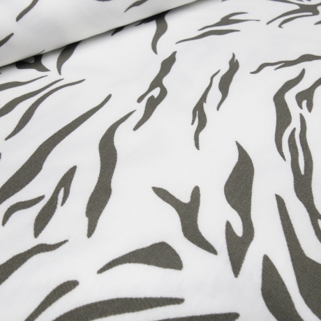 Stoff Sweatshirtstoff Tiger Tierfell weiß (off-white) taupé