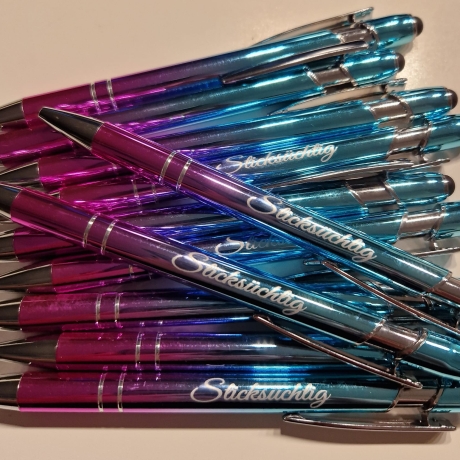 Kugelschreiber Pink/Türkis Sticksüchtig