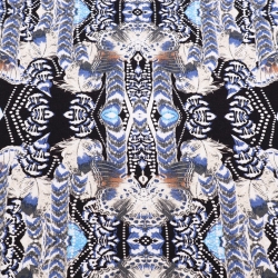 Stoff Viskose Jersey Schmetterlinge Abstrakt beige schwarz blau