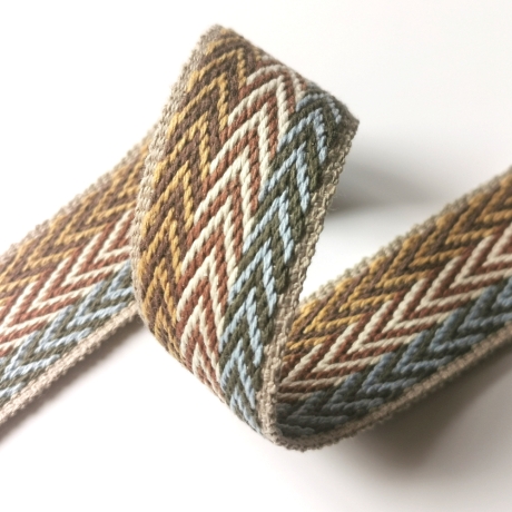 Gurtband Baumwolle triple Chevron 40 mm senf natur khaki blau