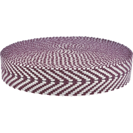 Gurtband Baumwolle Fischgrät beere / natur 40 mm Chevron RE
