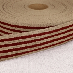 Gurtband Streifen 40 mm bordeaux & natur 