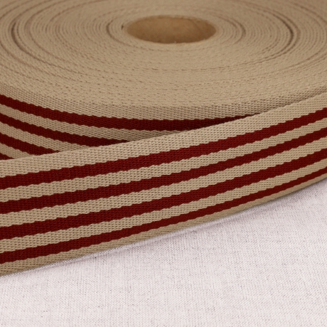 Gurtband Streifen 40 mm bordeaux & natur 