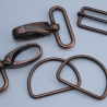 SET 40 mm altkupfer kupferrot Schieber & D-Ringe & Karabinerhaken