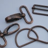 SET 40 mm altkupfer kupferrot Schieber & D-Ringe & Karabinerhaken