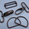 SET 40 mm altkupfer kupferrot Schieber & D-Ringe & Karabinerhaken