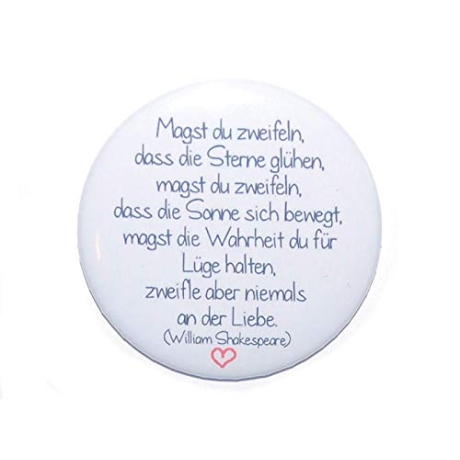 Button 50 mm mit Anstecknadel Zitat Liebe