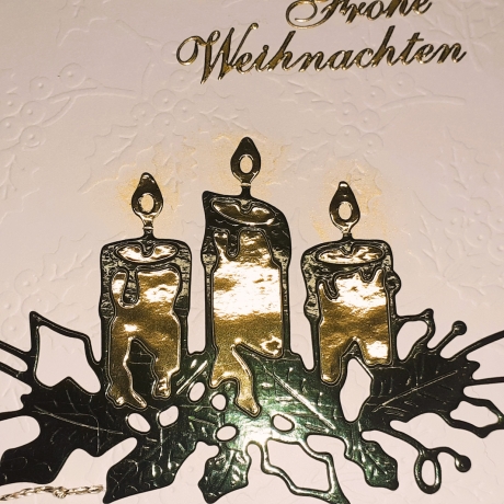 Weihnachtskarte frohe Weihnachten Festtag-Karte Grün-Gold Kerzen